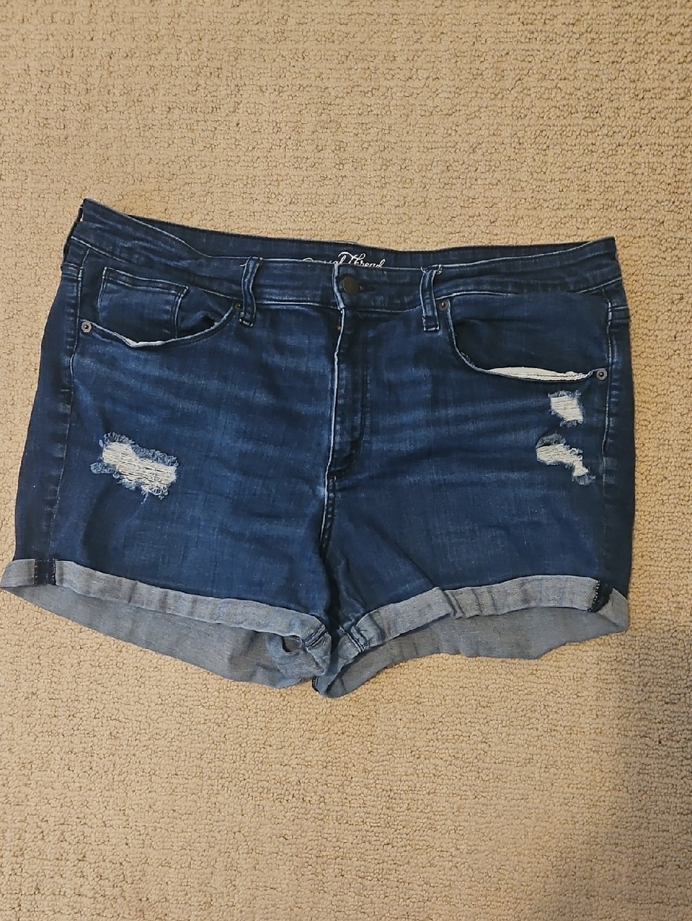 Universal Thread Dark Blue Distressed Cuffed Jean Shorts
